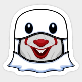 Ghost Halloween with Smiling Clown Mask Sticker